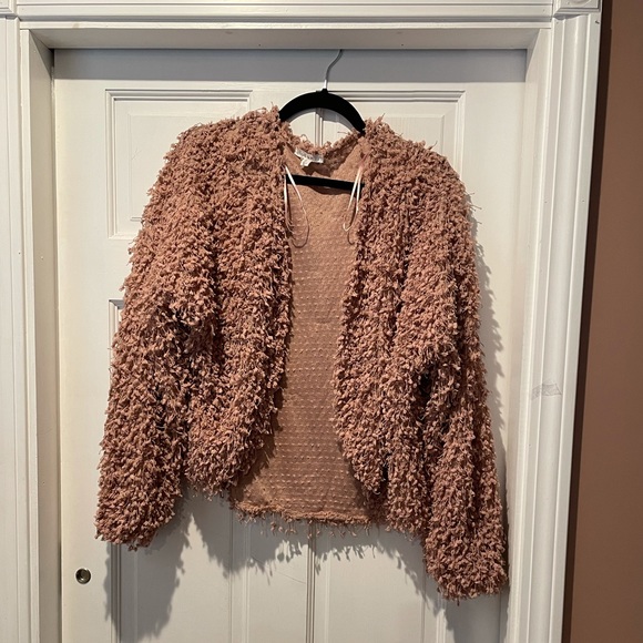 E & M Jackets & Blazers - E&M Pink Shaggy Open Jacket/Cardigan